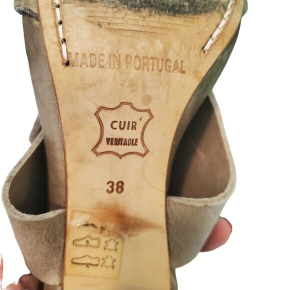 Humanoid Leather Wrap Heels Sandals taupe/Black Sz 38/8 - Picture 7 of 8